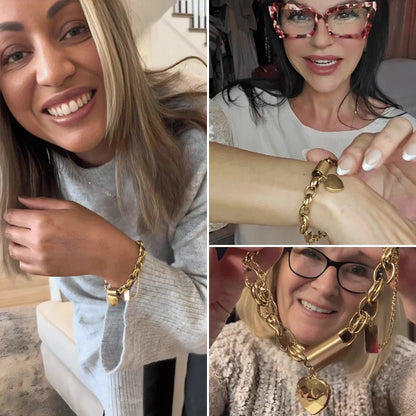 Pulsera Gruesa | Corazón En Oro