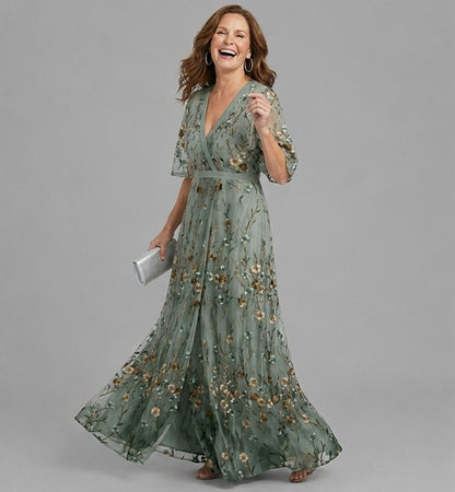 Vestido Olivo | Bordado floral