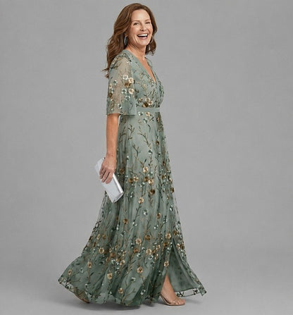 Vestido Olivo | Bordado floral
