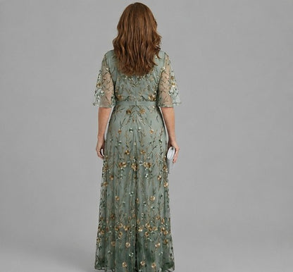 Vestido Olivo | Bordado floral