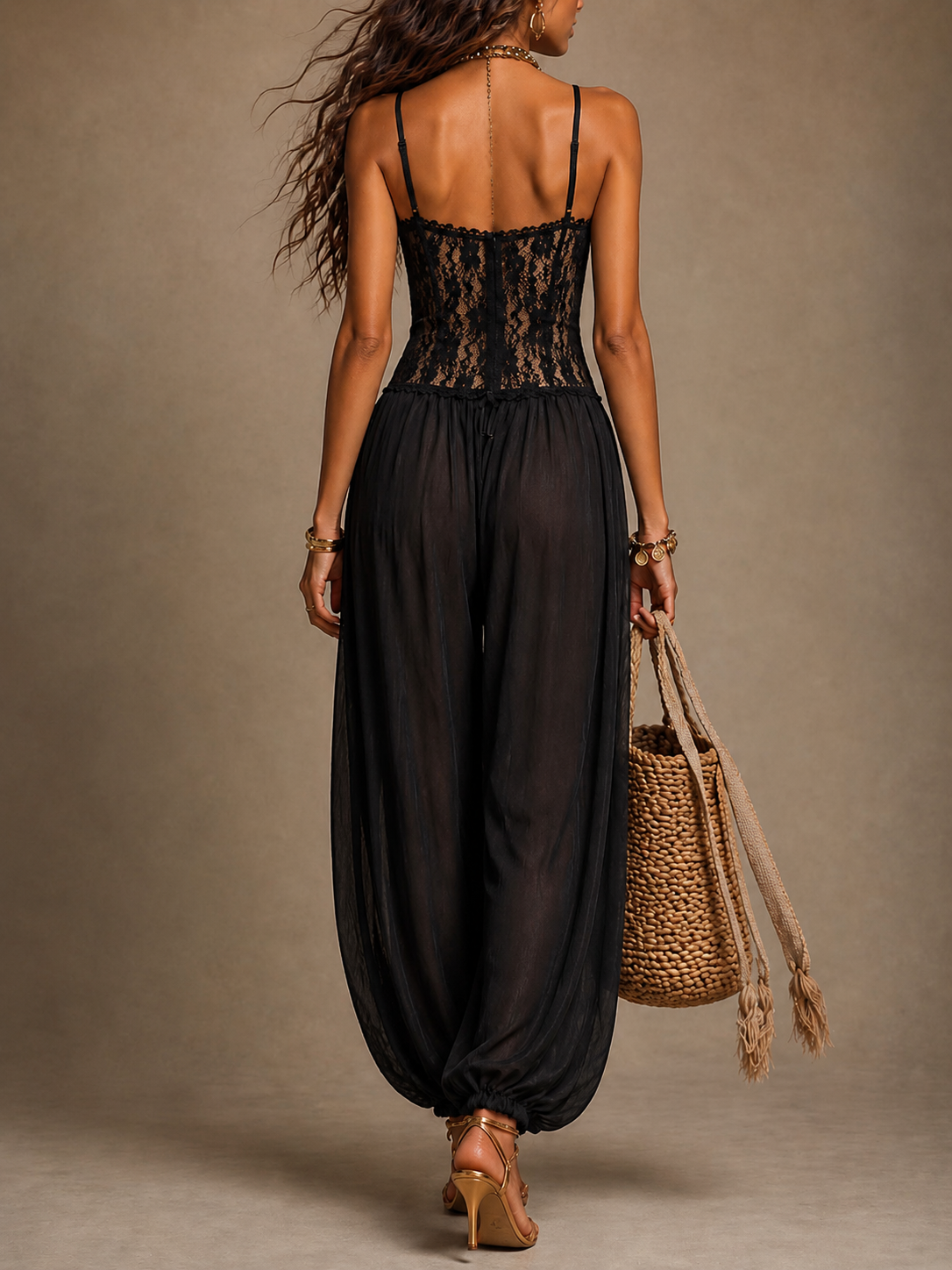 Mono Sahara | Corset encaje Negro