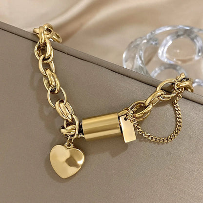 Pulsera Gruesa | Corazón En Oro