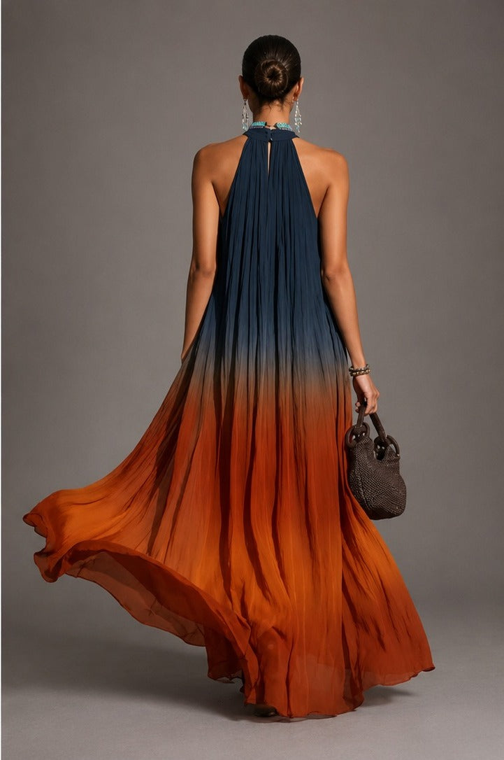 Vestido Ocean | Cuello Halter corte en V