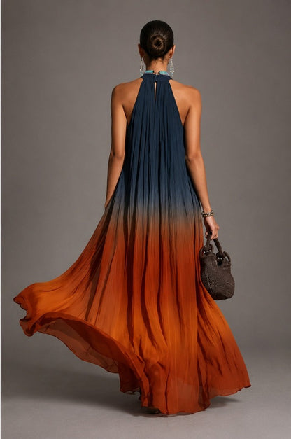 Vestido Ocean | Cuello Halter corte en V