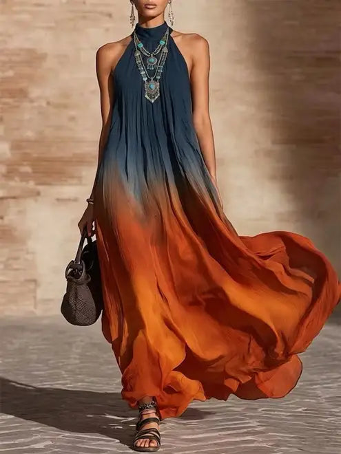 Vestido Ocean | Cuello Halter corte en V
