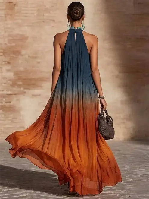 Vestido Ocean | Cuello Halter corte en V